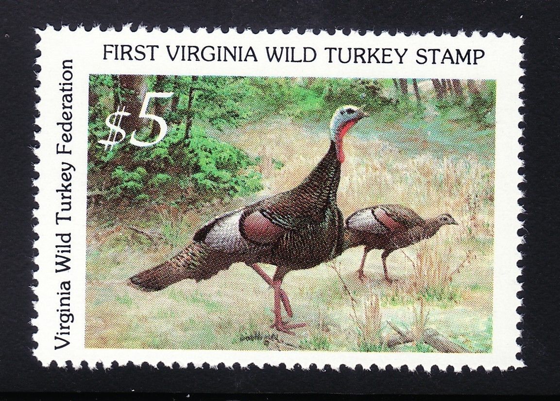 VAWT1 1982 First Virginia Wild Turkey Conservation Stamp Weller Galleries
